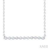 1/10 ctw Petite Bar Round Cut Diamond Pendant With Chain in Sterling Silver